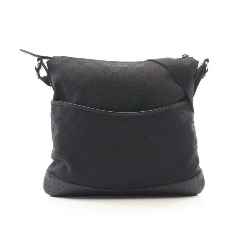 Gucci GG Canvas Shoulder Bag Leather Black